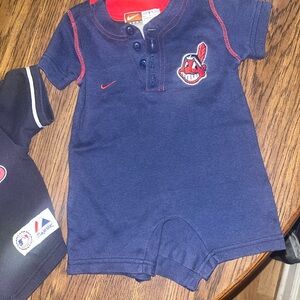 Nike Kids Navy Blue Button Down Romper Indians